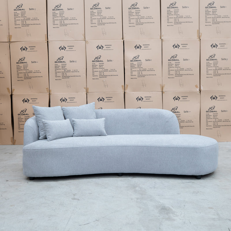 The Santorini Curved Chaise Sofa - Whisper available to purchase from Warehouse Furniture Clearance at our next sale event.