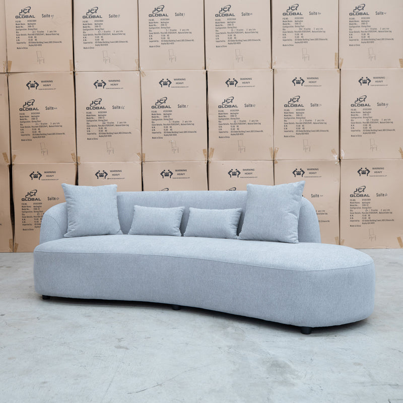 The Santorini Curved Chaise Sofa - Whisper available to purchase from Warehouse Furniture Clearance at our next sale event.