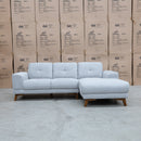 The Khloe Three Seat Chaise Lounge RHF - Whisper available to purchase from Warehouse Furniture Clearance at our next sale event.