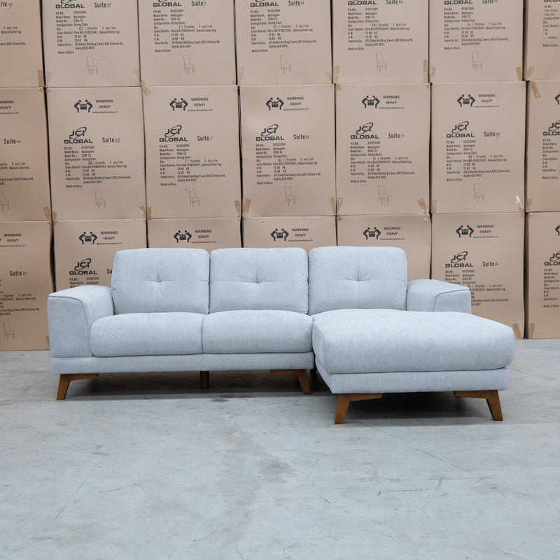 The Khloe Three Seat Chaise Lounge RHF - Whisper available to purchase from Warehouse Furniture Clearance at our next sale event.