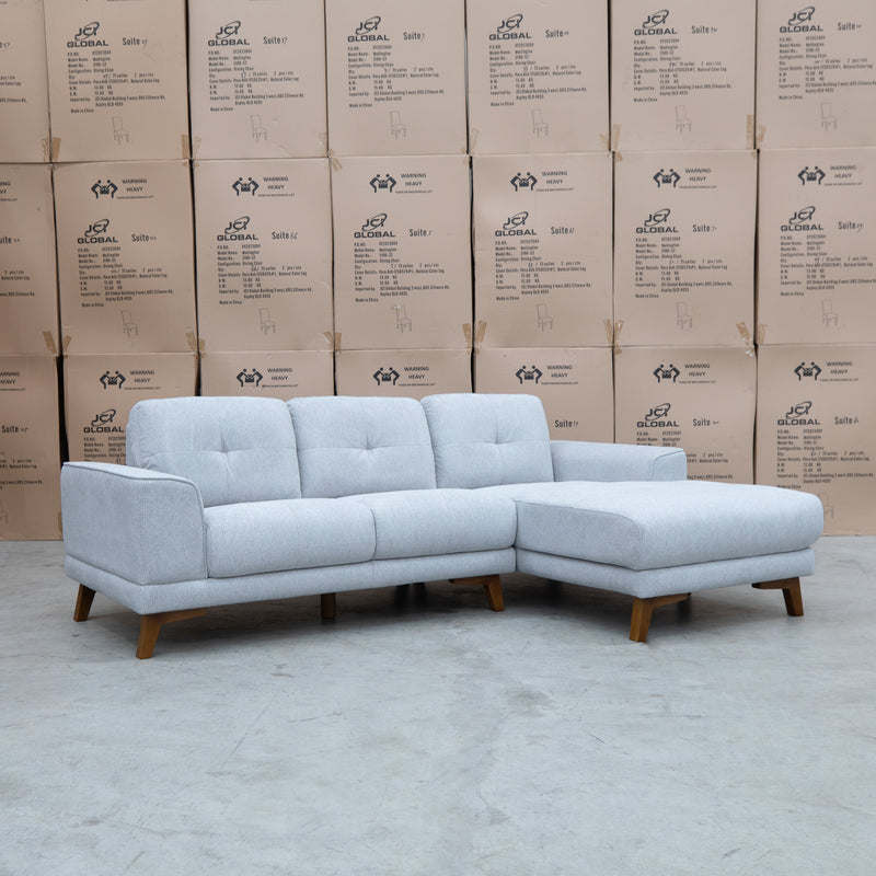 The Khloe Three Seat Chaise Lounge RHF - Whisper available to purchase from Warehouse Furniture Clearance at our next sale event.