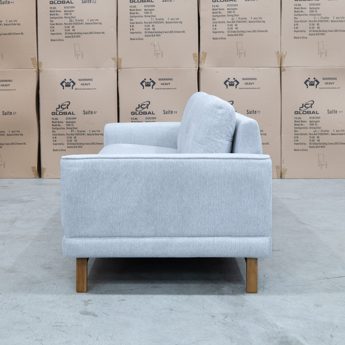 The Khloe Three Seat Fabric Sofa - Whisper - PRE ORDER Available After 15th November available to purchase from Warehouse Furniture Clearance at our next sale event.