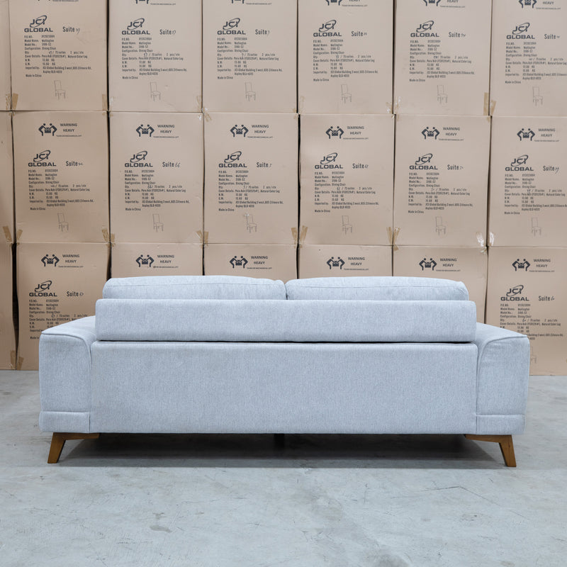 The Khloe Three Seat Fabric Sofa - Whisper available to purchase from Warehouse Furniture Clearance at our next sale event.
