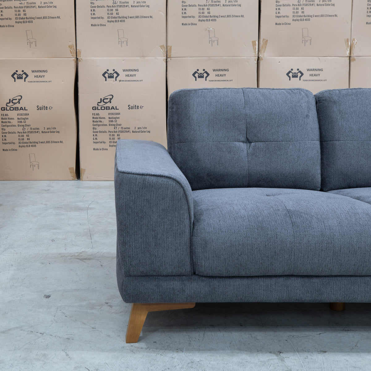 The Khloe Two Seat Fabric Sofa - Shadow - PRE ORDER Available After 15th Novmeber available to purchase from Warehouse Furniture Clearance at our next sale event.
