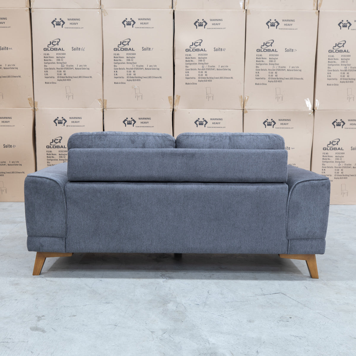 The Khloe Two Seat Fabric Sofa - Shadow - PRE ORDER Available After 15th Novmeber available to purchase from Warehouse Furniture Clearance at our next sale event.