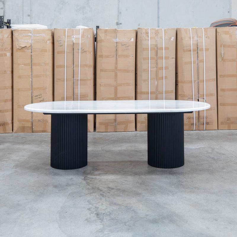 Province 2.1m Dining Table - Black & White Jazz Top
