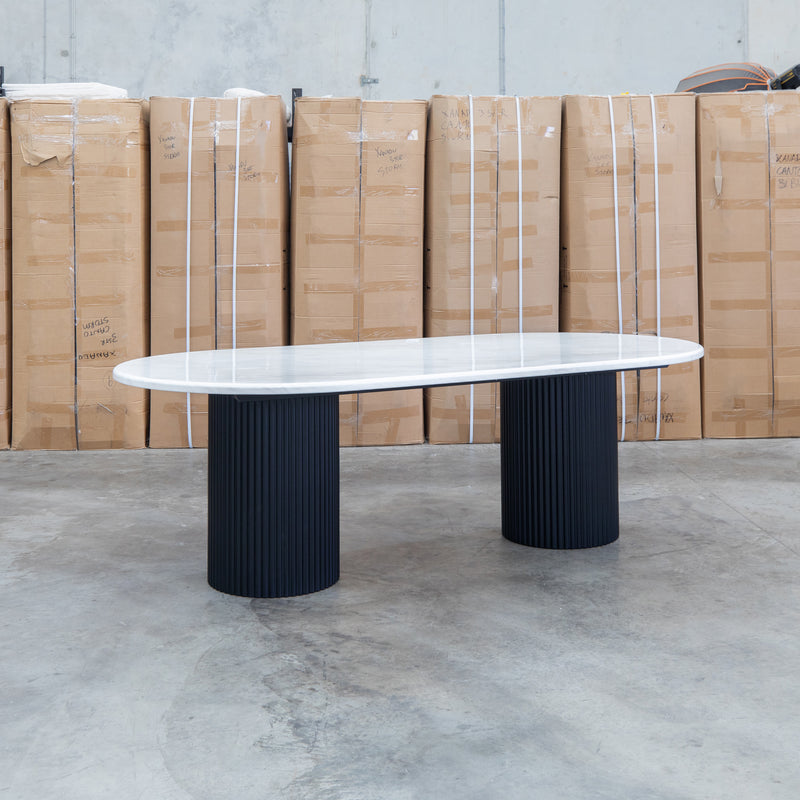 Province 2.1m Dining Table - Black & White Jazz Top