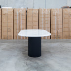 The Province 2.1m Dining Table - Black & White Jazz Top available to purchase from Warehouse Furniture Clearance at our next sale event.
