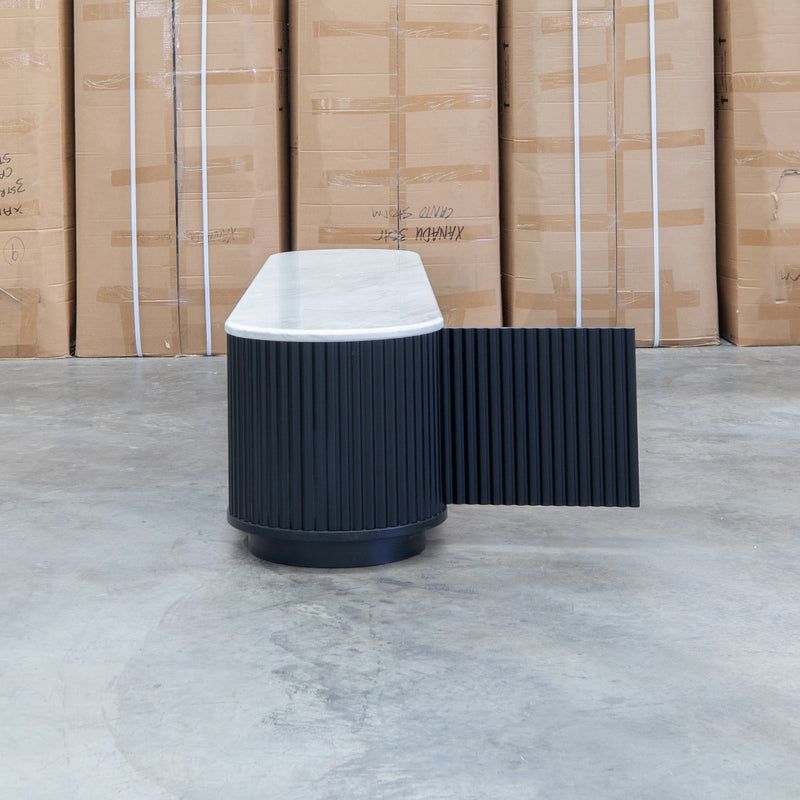 Province 4 Door Entertainment Unit - Black & White Jazz Top