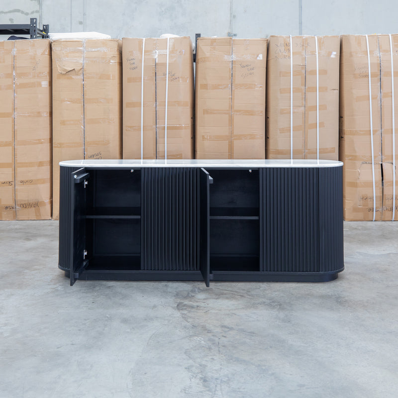 Province 2.1m Four Door Buffet - Black & White Jazz Top