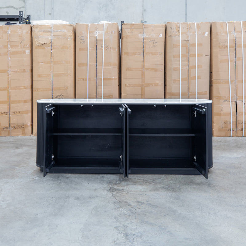 Province 2.1m Four Door Buffet - Black & White Jazz Top