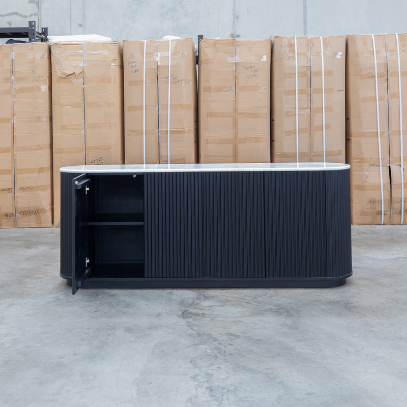 Province 2.1m Four Door Buffet - Black & White Jazz Top
