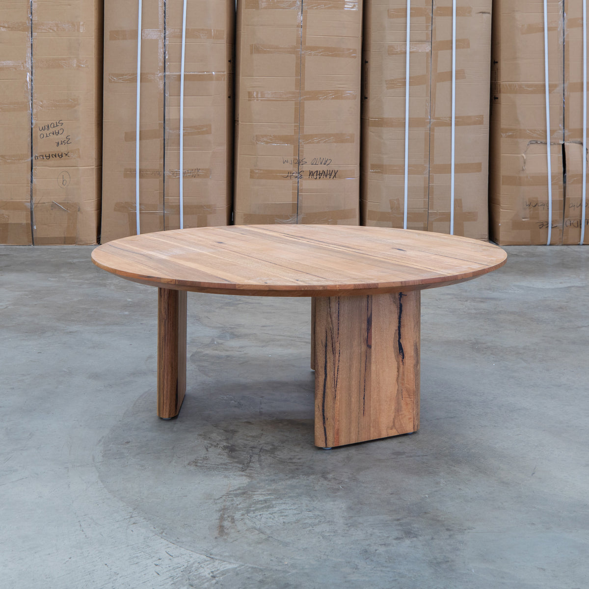 The Malbec Marri Timber Round Coffee Table available to purchase from Warehouse Furniture Clearance at our next sale event.