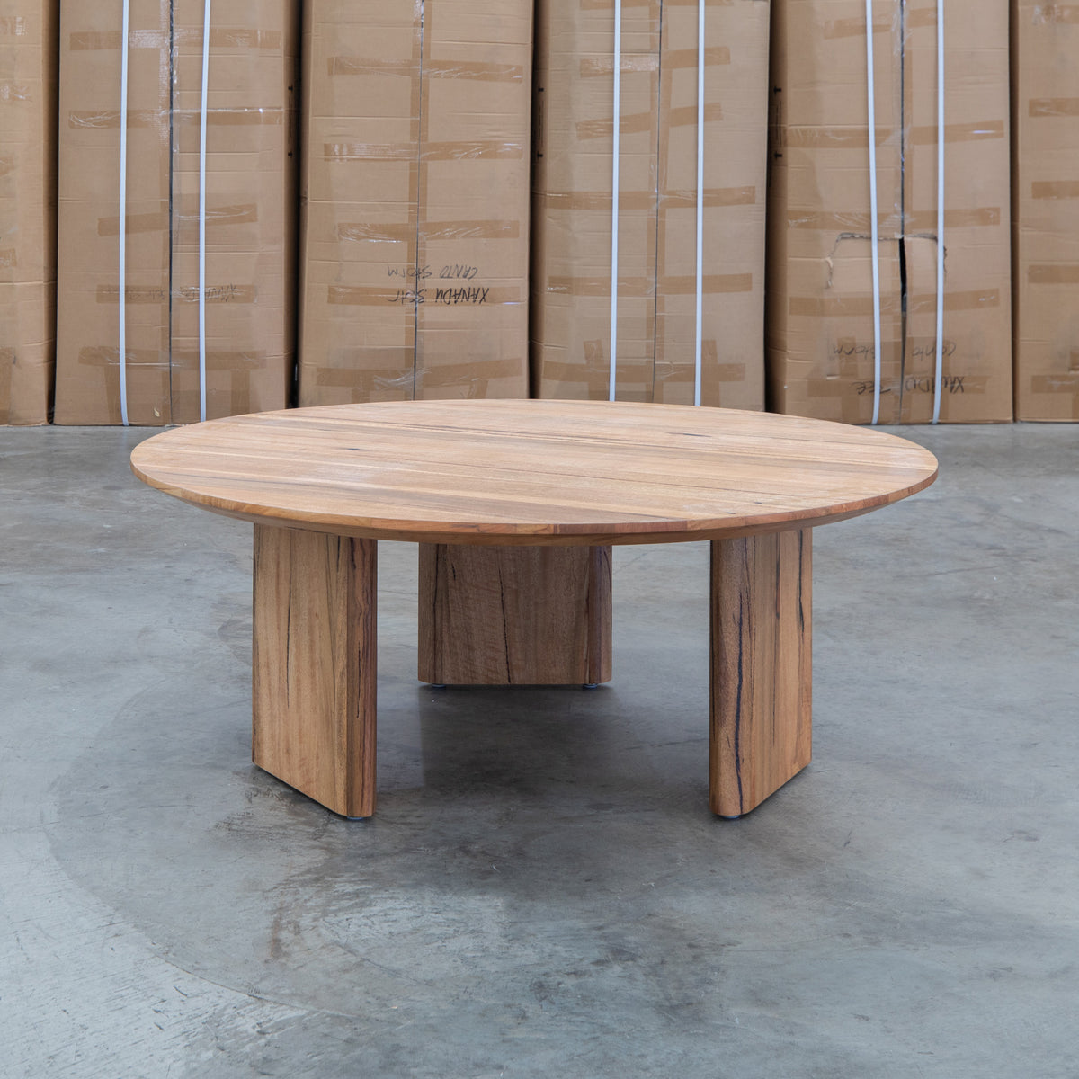The Malbec Marri Timber Round Coffee Table available to purchase from Warehouse Furniture Clearance at our next sale event.