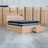 Hastings Tasmanian Oak Queen Gaslift Bed with Storage Drawers