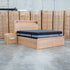Hastings Tasmanian Oak Queen Gaslift Bed with Storage Drawers