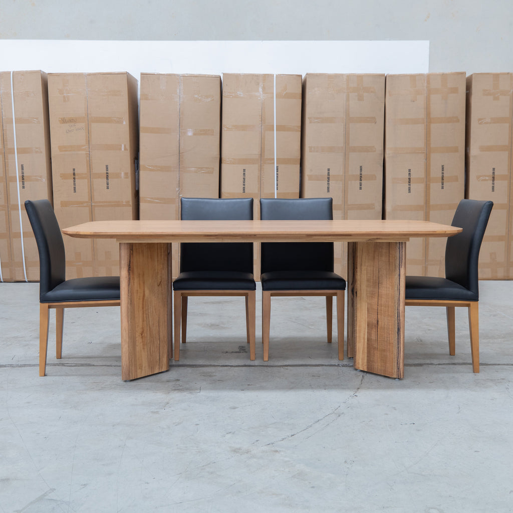 The Malbec 200cm Marri Timber Dining Table available to purchase from Warehouse Furniture Clearance at our next sale event.