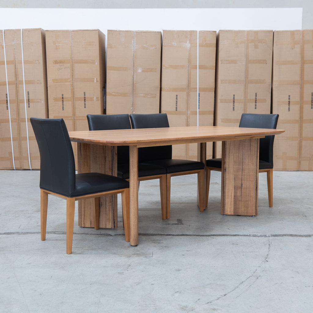 The Malbec 200cm Marri Timber Dining Table available to purchase from Warehouse Furniture Clearance at our next sale event.