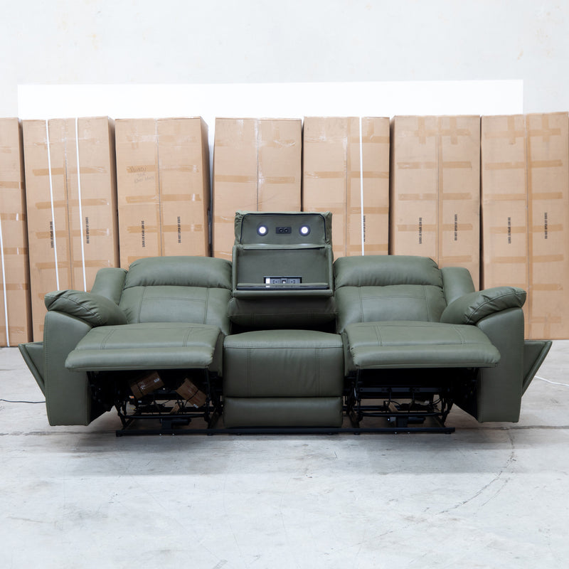 Venus Three Seat Triple-Motor Electric Recliner Lounge - Moss