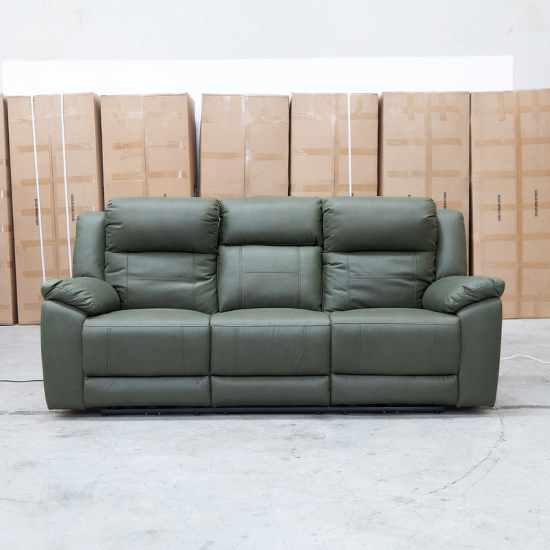 The Venus Three Seat Triple-Motor Electric Recliner Lounge - Moss