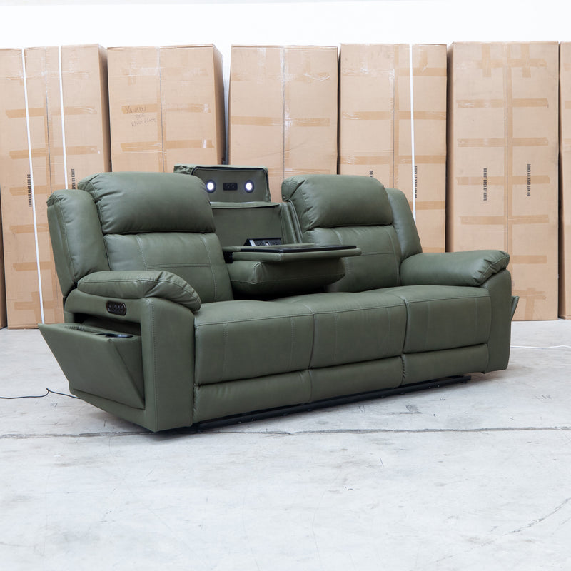 The Venus Three Seat Triple-Motor Electric Recliner Lounge - Moss