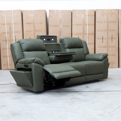 Venus Three Seat Triple-Motor Electric Recliner Lounge - Moss