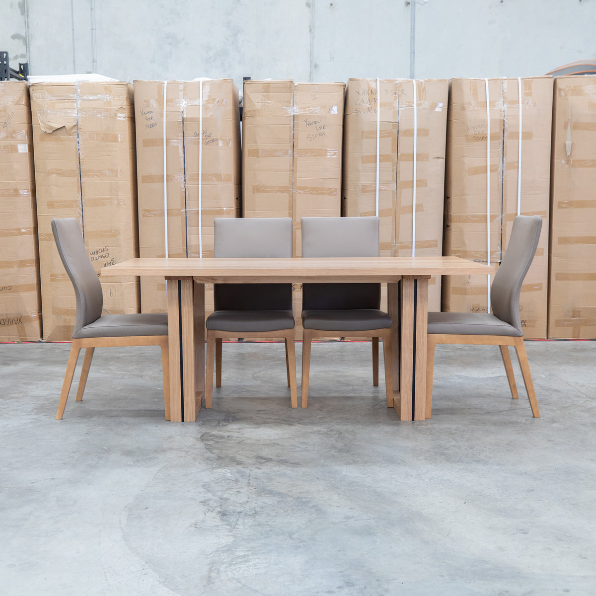 The Crete White Oak Hardwood 180cm Dining Table available to purchase from Warehouse Furniture Clearance at our next sale event.