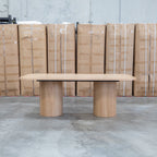 The Hastings Tasmanian Oak 210cm Dining Table available to purchase from Warehouse Furniture Clearance at our next sale event.