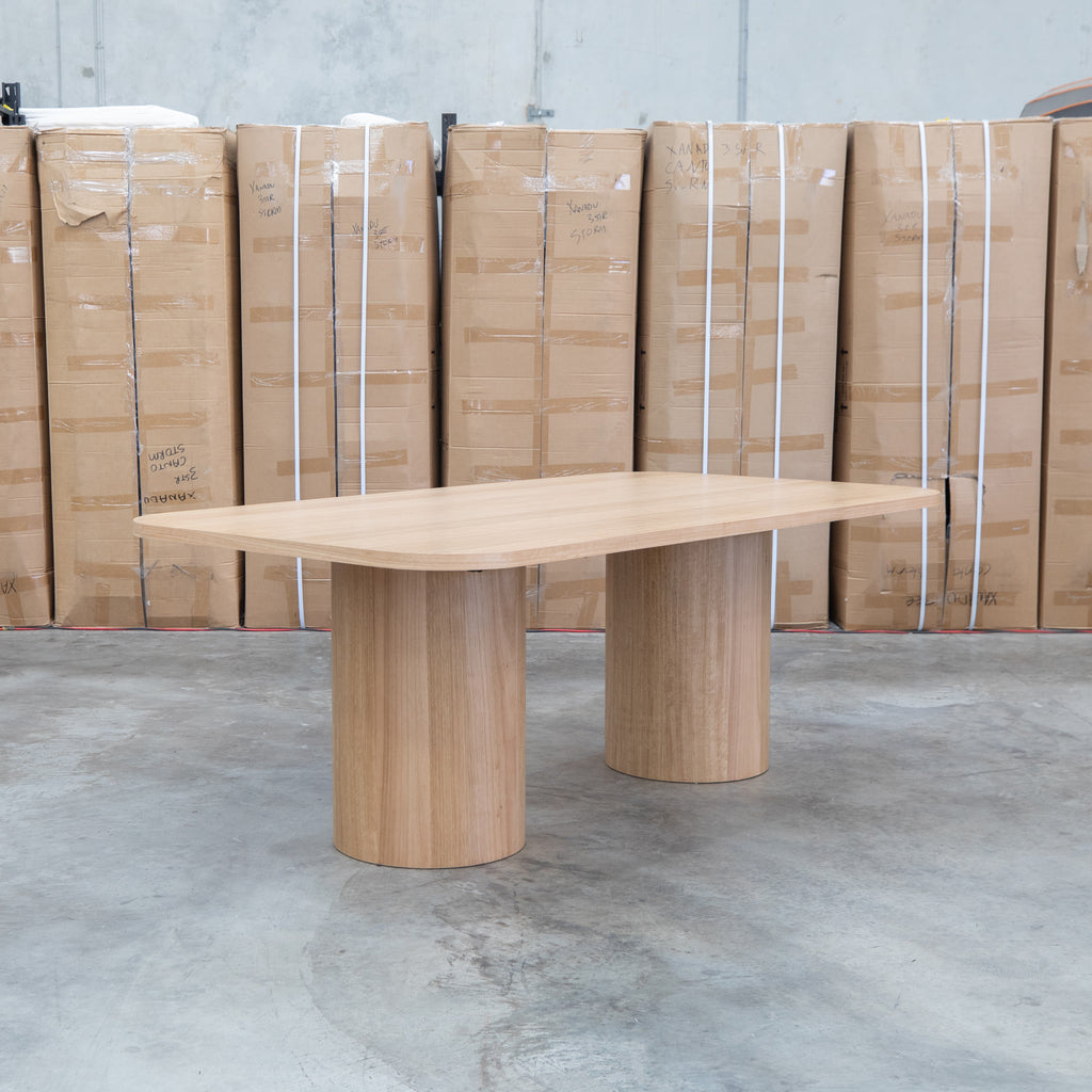 The Hastings Tasmanian Oak 210cm Dining Table available to purchase from Warehouse Furniture Clearance at our next sale event.