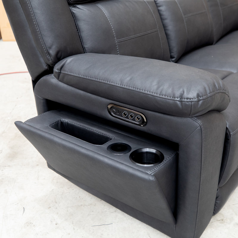 Venus Three Seat Triple-Motor Electric Recliner Lounge - Coal