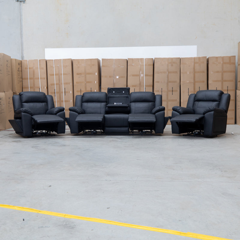 Venus Three Seat Triple-Motor Electric Recliner Lounge - Coal