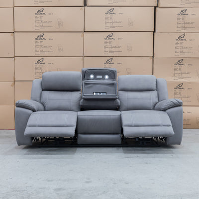 The Venus Three Seat Dual-Motor Electric Recliner Lounge - Ash available to purchase from Warehouse Furniture Clearance at our next sale event.