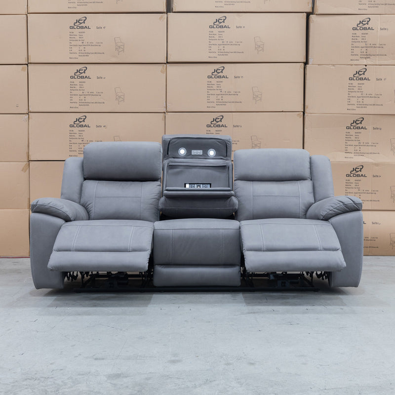 The Venus Three Seat Dual-Motor Electric Recliner Lounge - Ash available to purchase from Warehouse Furniture Clearance at our next sale event.