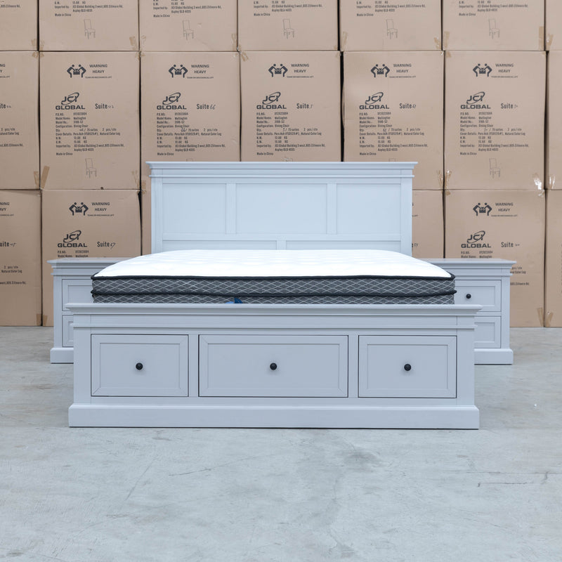 The Bexley Hardwood Queen Storage Bed - Dove Grey available to purchase from Warehouse Furniture Clearance at our next sale event.