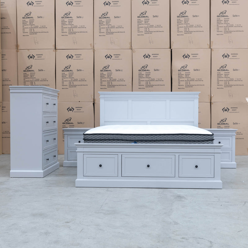 The Bexley Hardwood Queen Storage Bed - Dove Grey available to purchase from Warehouse Furniture Clearance at our next sale event.