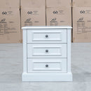 The Hampton 3 Drawer Bedside - X Side available to purchase from Warehouse Furniture Clearance at our next sale event.