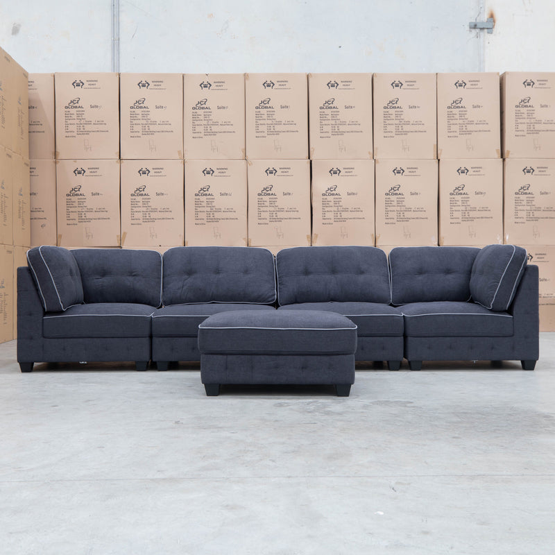 The Nobu Modular Corner Lounge with Ottoman - Charcoal - Available After 15th November available to purchase from Warehouse Furniture Clearance at our next sale event.