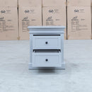 The Bexley 2 Drawer Hardwood Bedside - Dove Grey available to purchase from Warehouse Furniture Clearance at our next sale event.