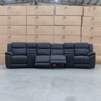 The Venus Four Seat Triple Motor Recliner Theatre Lounge - Jet - PRE ORDER Available After 26th October available to purchase from Warehouse Furniture Clearance at our next sale event.
