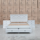 The Hampton Hardwood Queen Storage Bed available to purchase from Warehouse Furniture Clearance at our next sale event.