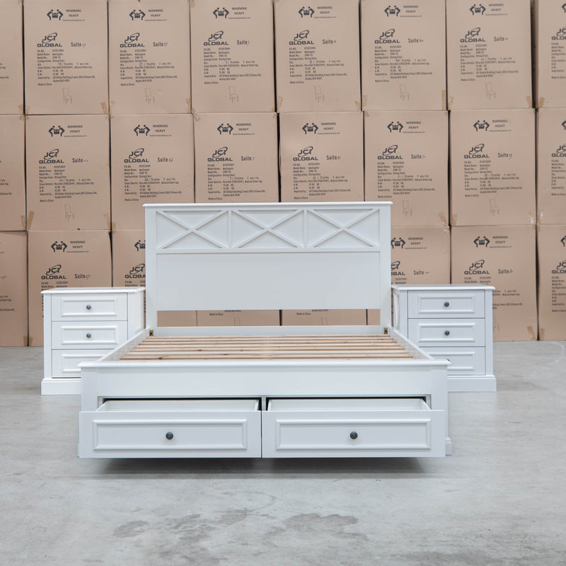 The Hampton Hardwood King Storage Bed available to purchase from Warehouse Furniture Clearance at our next sale event.