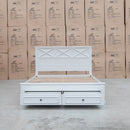 The Hampton Hardwood Queen Storage Bed available to purchase from Warehouse Furniture Clearance at our next sale event.