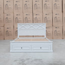 The Hampton Hardwood Queen Storage Bed available to purchase from Warehouse Furniture Clearance at our next sale event.