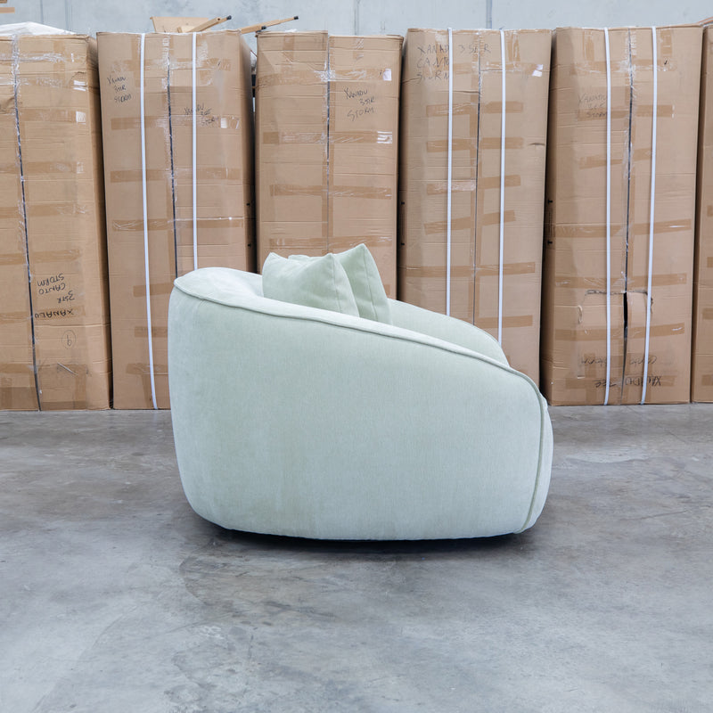 The Sienna Oversized Swivel Chair - Pistachio Veda - PREORDER Available After 17th Oct