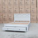 The Hampton Hardwood King Storage Bed available to purchase from Warehouse Furniture Clearance at our next sale event.