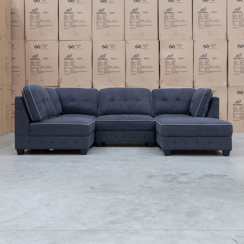 The Nobu Modular Corner Lounge with Ottoman - Charcoal - Available After 15th November available to purchase from Warehouse Furniture Clearance at our next sale event.