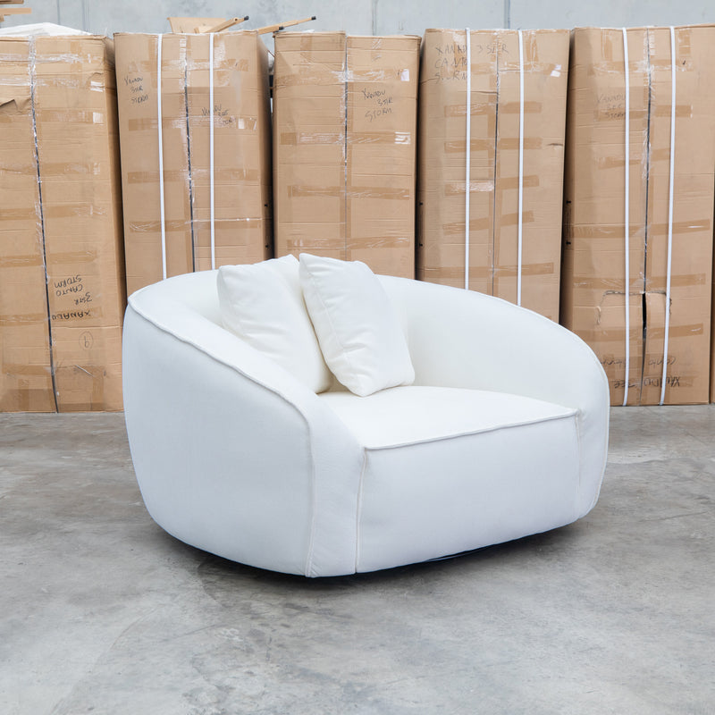 Sienna Oversized Swivel Chair - Snow Veda