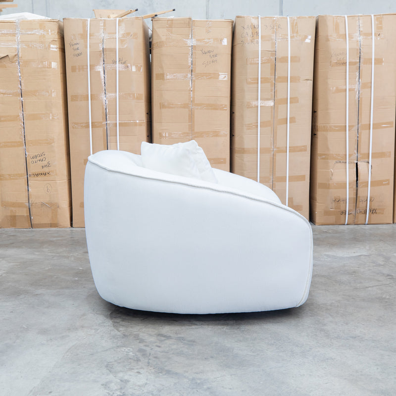 Sienna Oversized Swivel Chair - Snow Veda