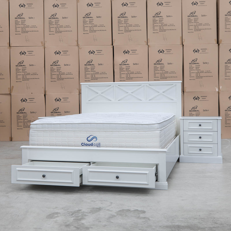 The Hampton Hardwood King Storage Bed available to purchase from Warehouse Furniture Clearance at our next sale event.