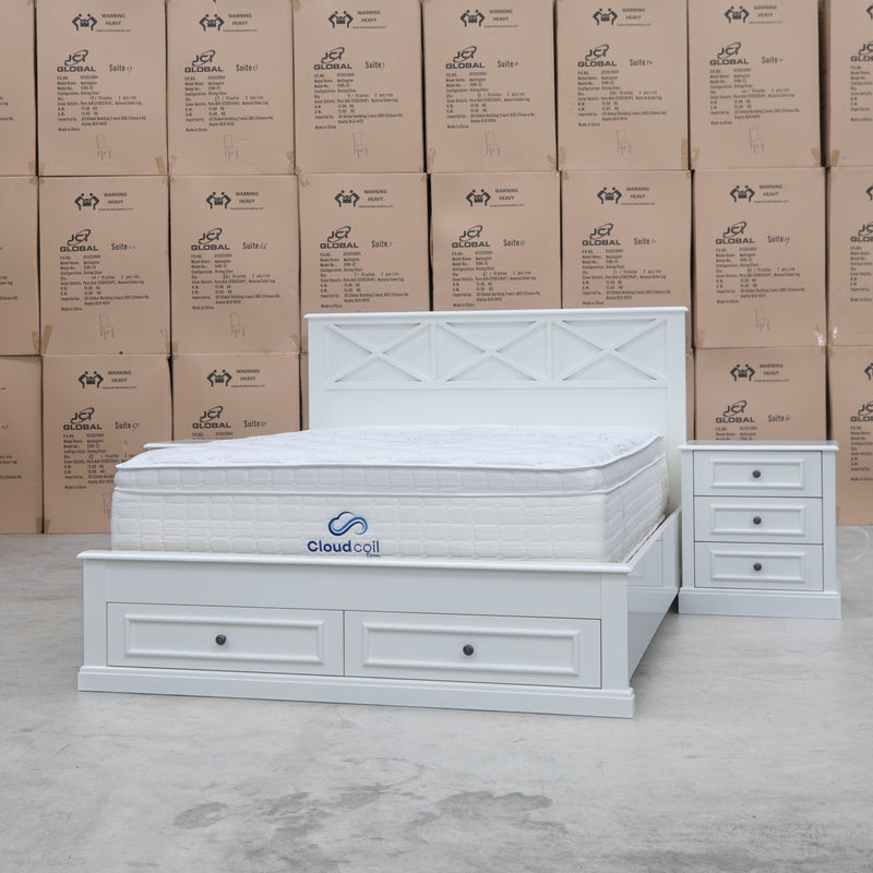 The Hampton Hardwood King Storage Bed available to purchase from Warehouse Furniture Clearance at our next sale event.